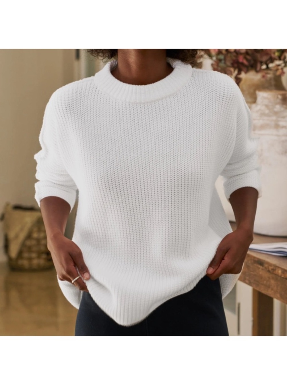 Frank & Eileen Montecito Sweater White Knit Pullover - Picture 3 of 11
